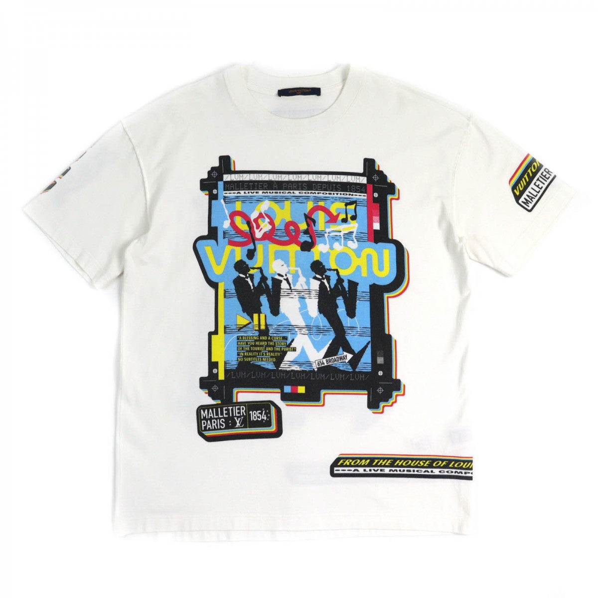 LOUIS VUITTON Short sleeve T-shirt Main: 100% cotton White multicolor LV Jazz Flyer mens M