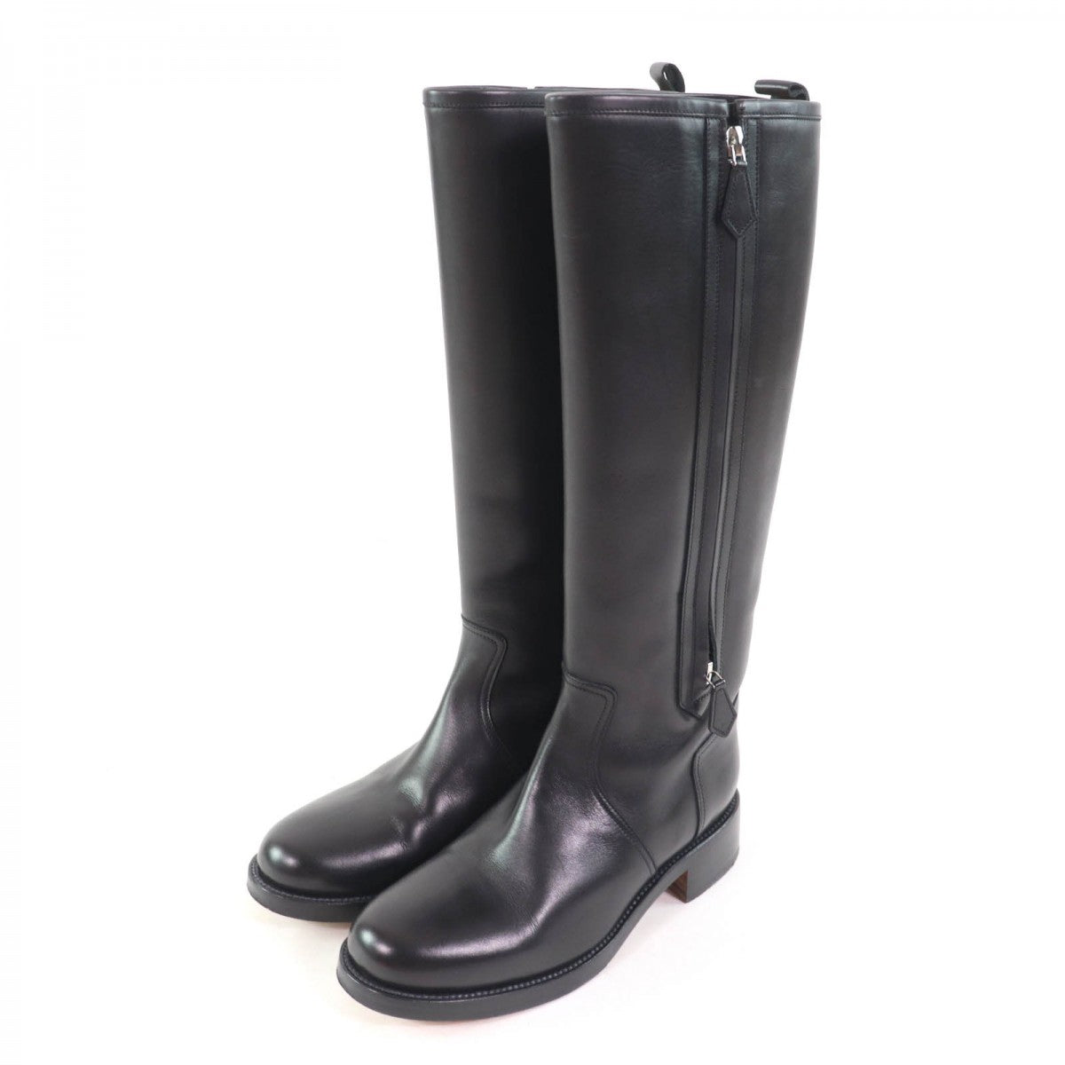 HERMES Knee-high boots Main: Leather black Women 36