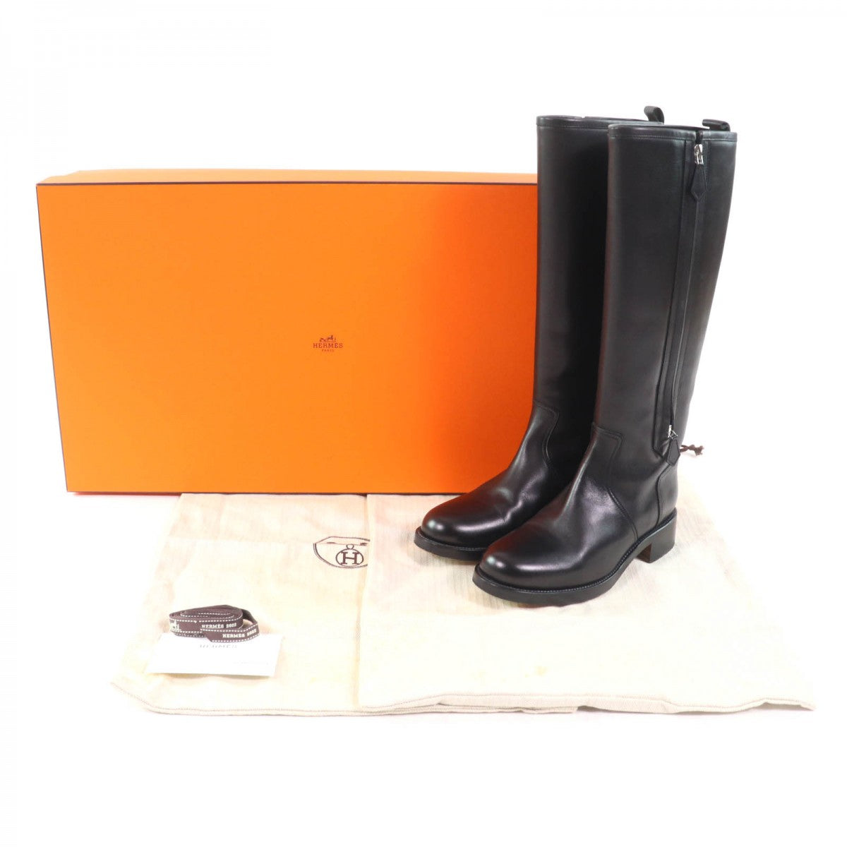 HERMES Knee-high boots Main: Leather black Women 36