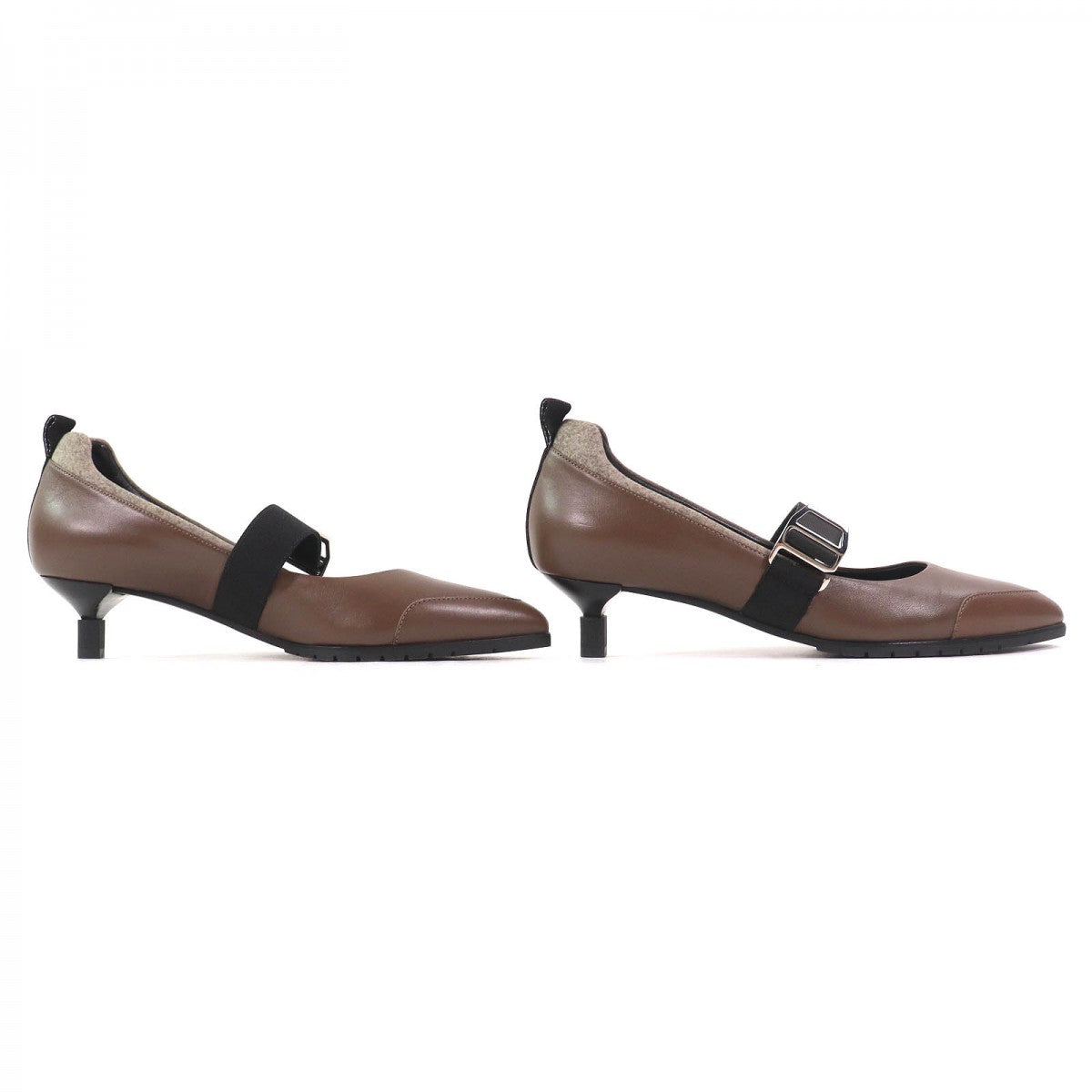 HERMES pumps leather Brown black 38