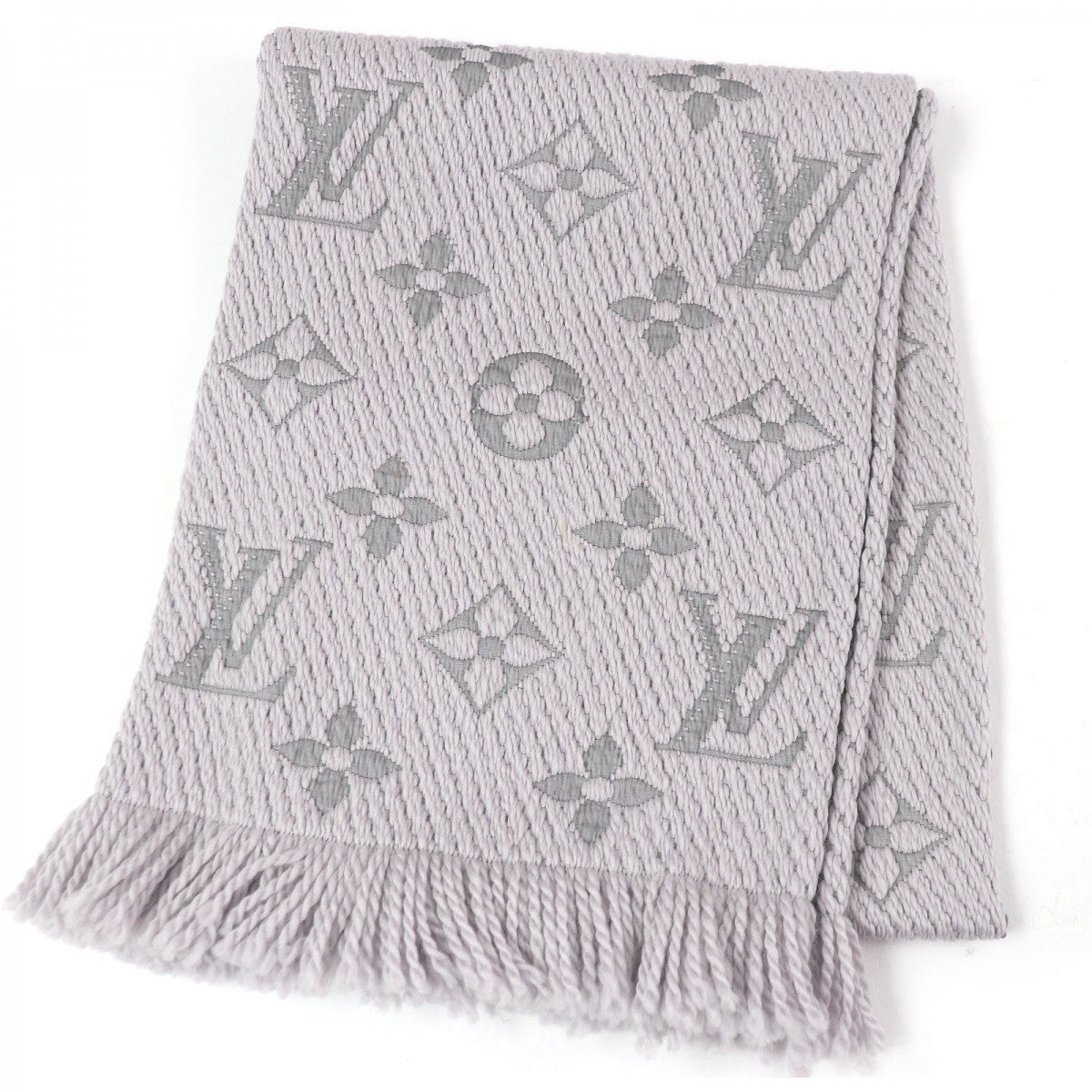 LOUIS VUITTON Scarf M74742 94% wool, 6% silk Light purple Esharp Logomania mens(Unisex)