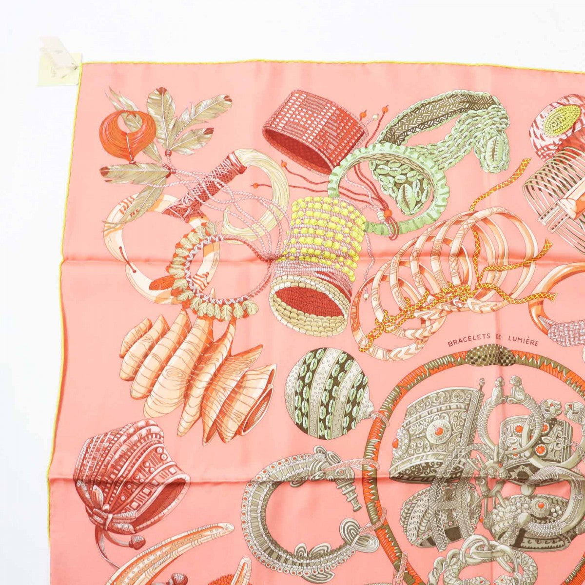 HERMES scarf Main: 100% silk salmon pink Carre90 BRACELETS DE LUMIERE Bracelets of light Women