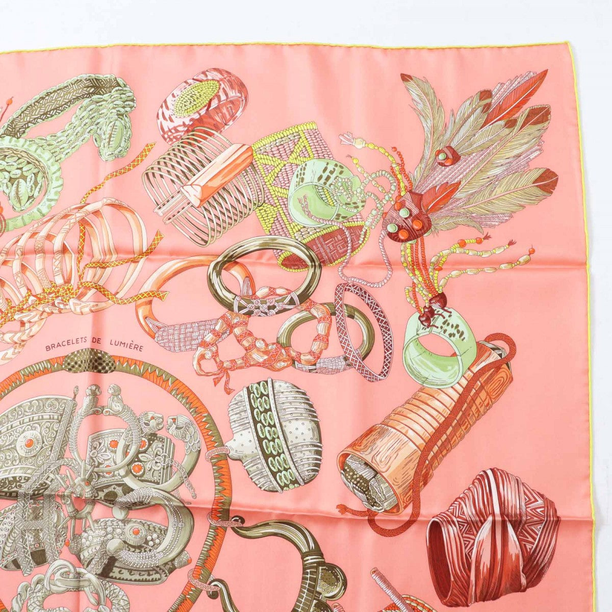 HERMES scarf Main: 100% silk salmon pink Carre90 BRACELETS DE LUMIERE Bracelets of light Women