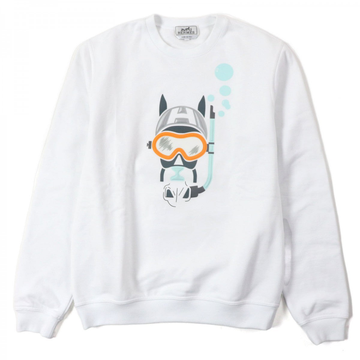 HERMES sweat Main: 100% cotton, part: 63% polyester, part: 37% nylon, part: 100% cotton, part: 90% cotton white ScubH mens XS