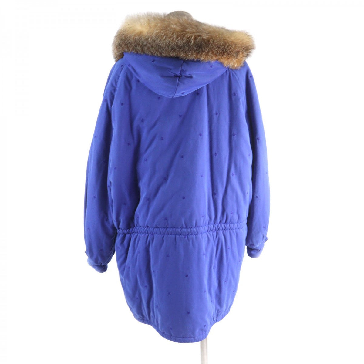 HERMES coat Outer: 85% polyester, Outer: 15% nylon, Part: Cowhide, Fur: Fox, Filling: 100% polyester blue Women 40