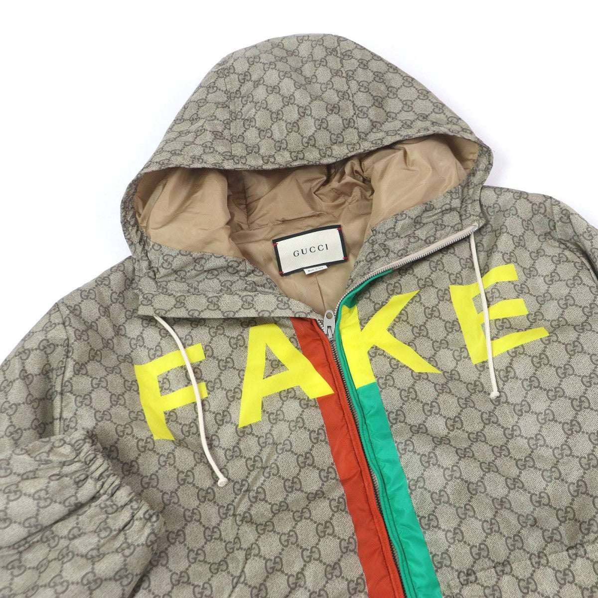 GUCCI Nylon jacket 636391 Main: 100% nylon, Filling: 100% polyester beige mens 48