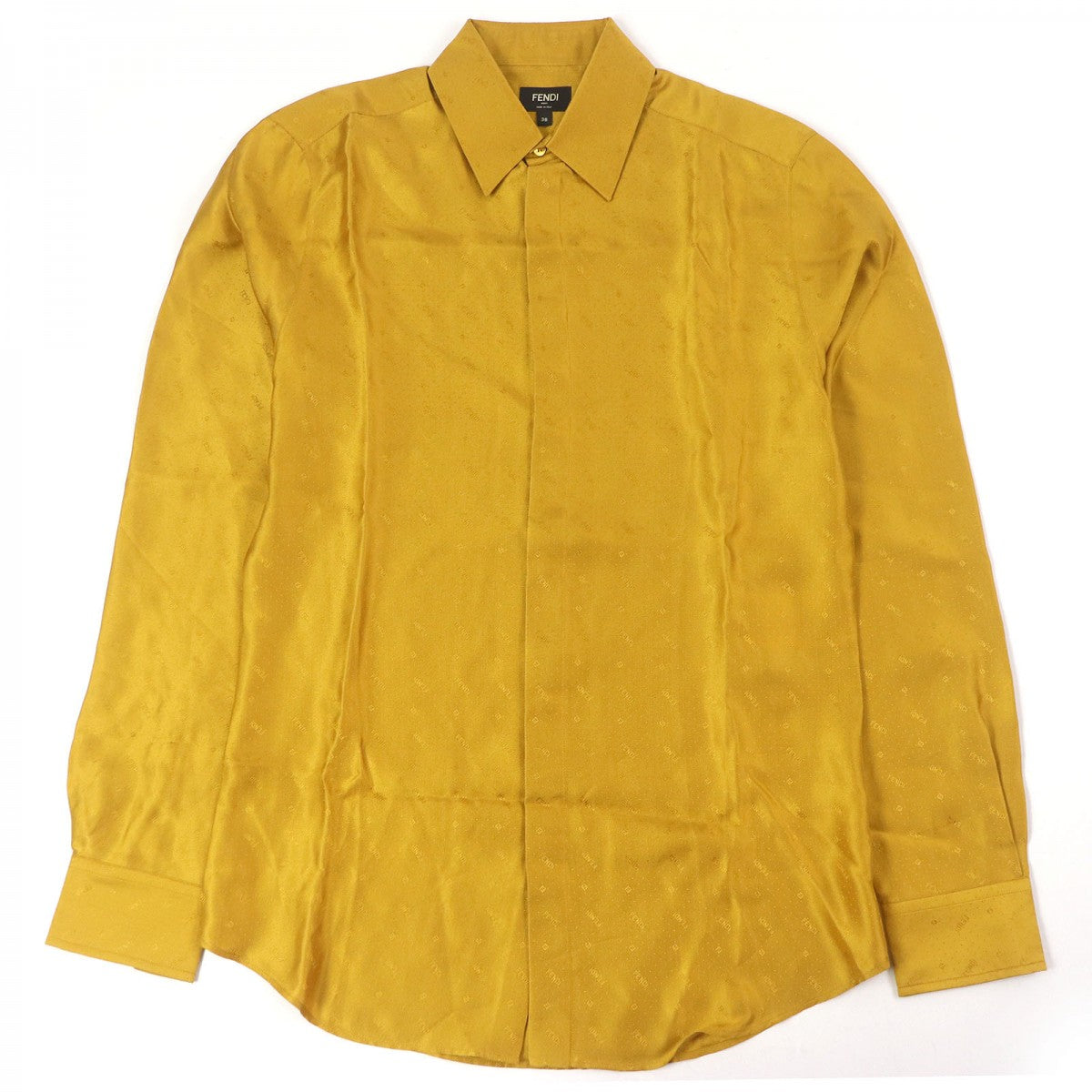 FENDI Long sleeve shirt FS0808 Main: 100% silk yellow mens 38