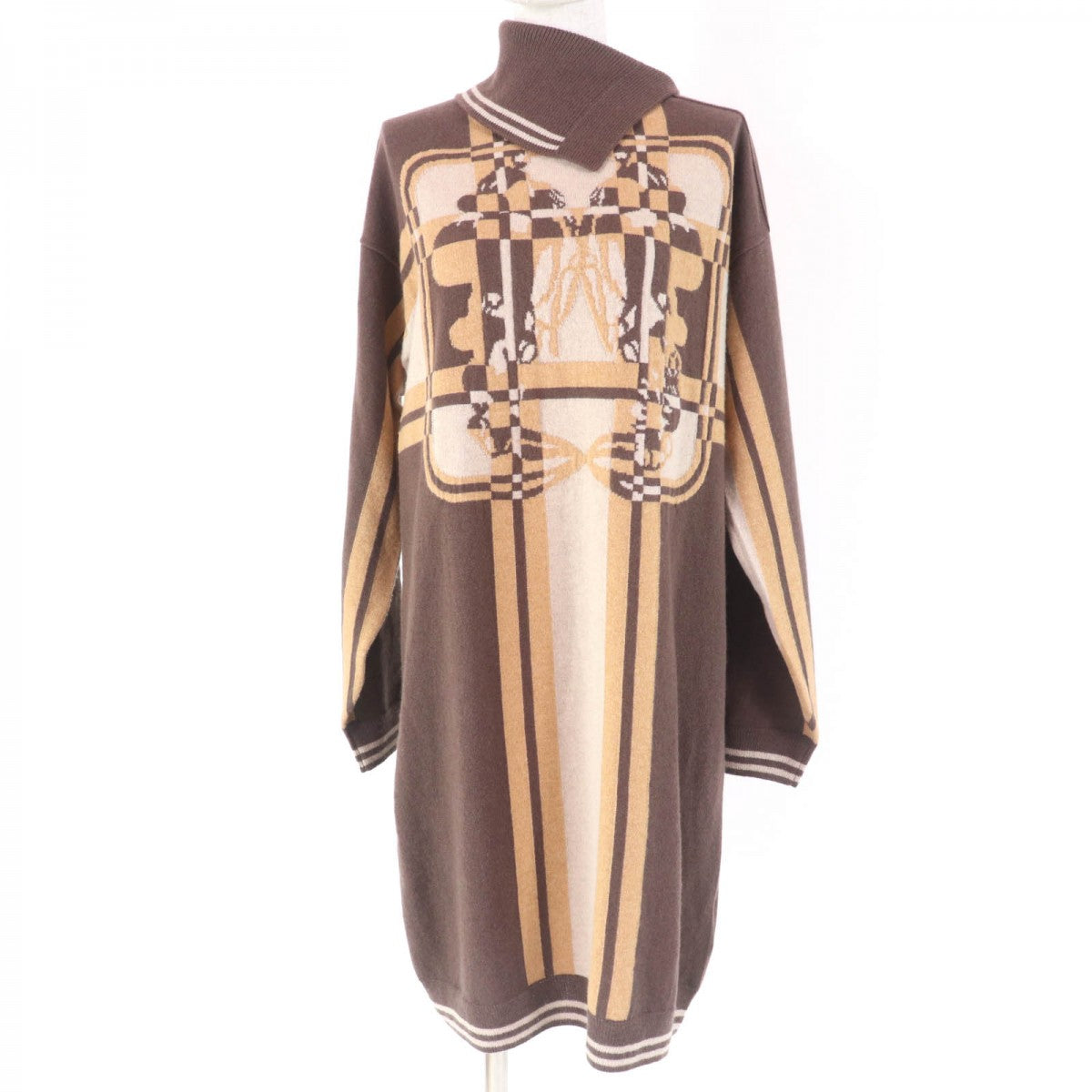 HERMES one piece 3H2502DD Main: 100% cashmere Brown BRIDES de GALA Brides for ceremonies Women 36