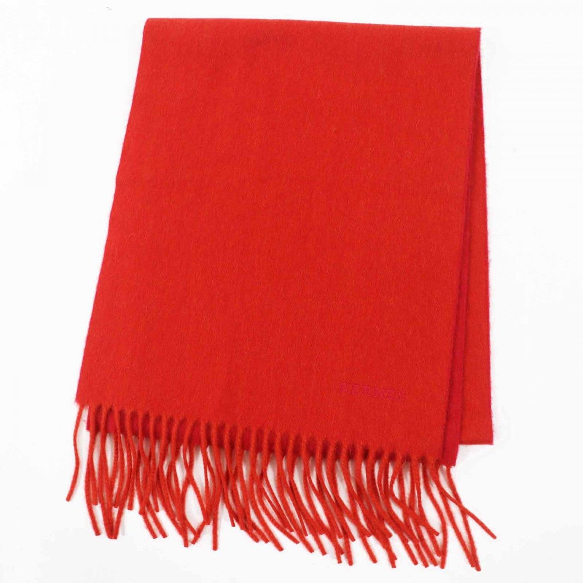 HERMES Scarf Main: 100% cashmere Orange red Women