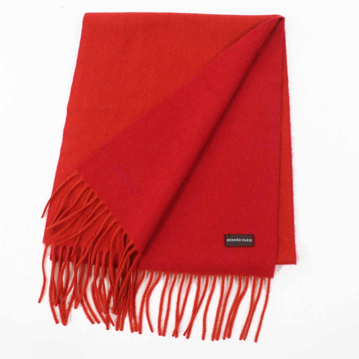 HERMES Scarf Main: 100% cashmere Orange red Women