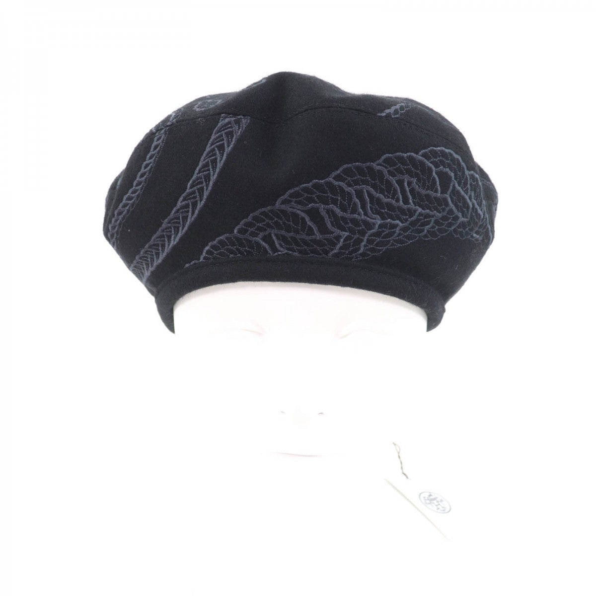 HERMES beret H222039N Outer: 100% wool, Part: 100% rayon, Lining: 65% rayon, Lining: 35% silk, Part: 100% polyester black Women 58