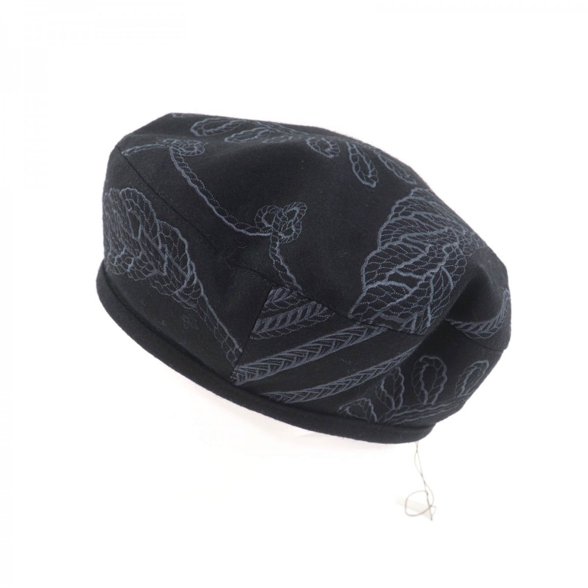 HERMES beret H222039N Outer: 100% wool, Part: 100% rayon, Lining: 65% rayon, Lining: 35% silk, Part: 100% polyester black Women 58