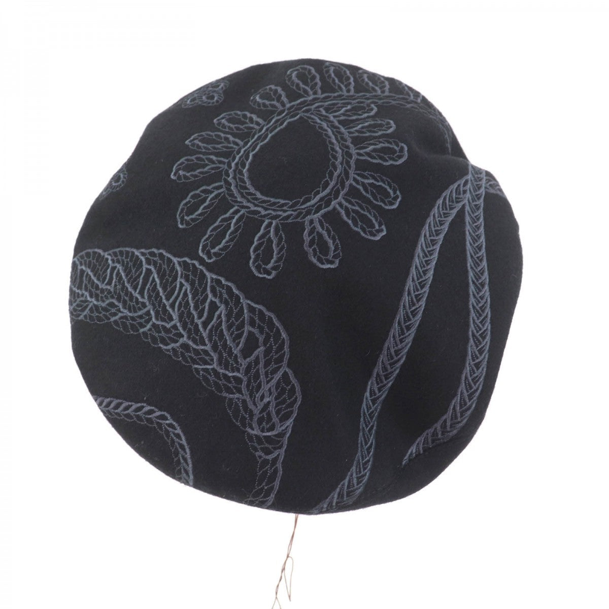 HERMES beret H222039N Outer: 100% wool, Part: 100% rayon, Lining: 65% rayon, Lining: 35% silk, Part: 100% polyester black Women 58