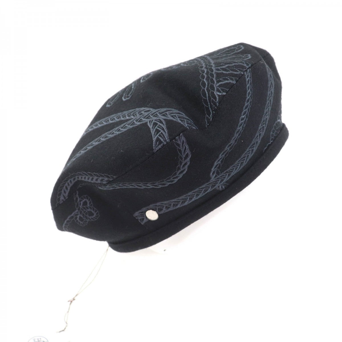 HERMES beret H222039N Outer: 100% wool, Part: 100% rayon, Lining: 65% rayon, Lining: 35% silk, Part: 100% polyester black Women 58