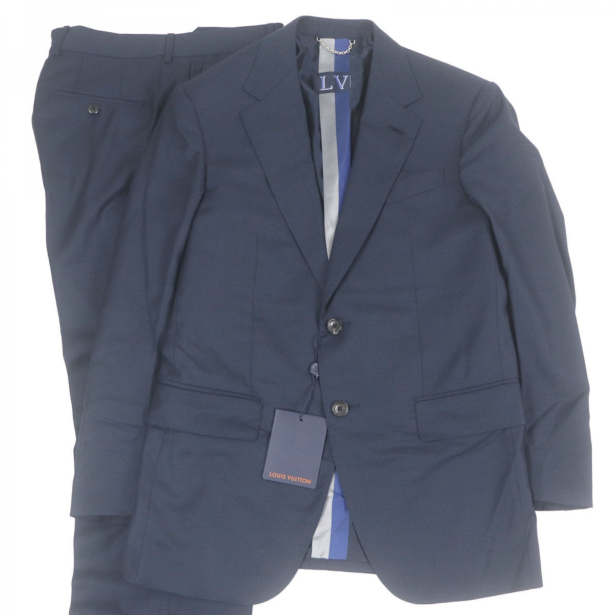 LOUIS VUITTON suit Outer: 100% wool, Lining: 33% cotton, Lining: 30% cupra, Lining: 21% rayon, Lining: 16% polyester Navy mens 48