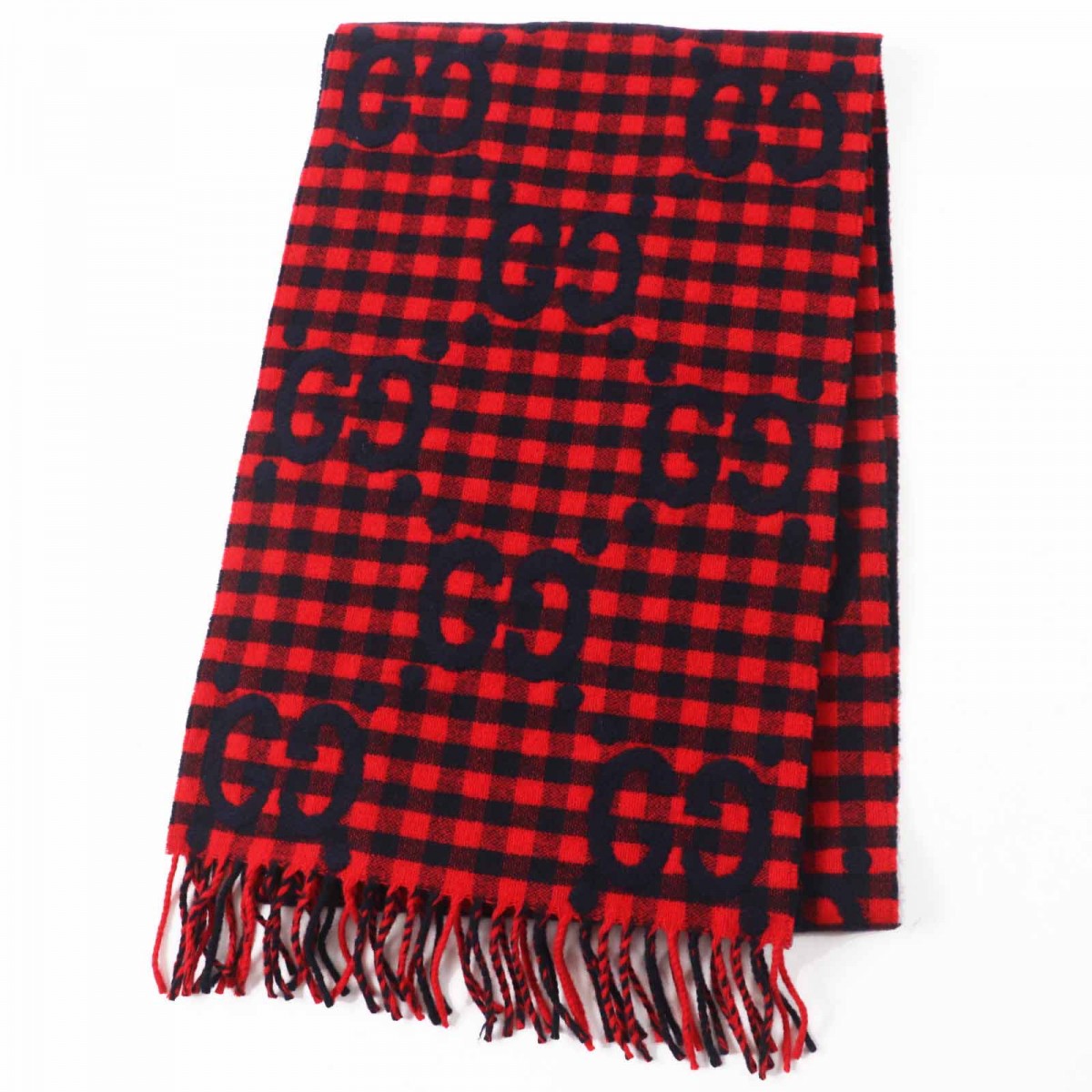 GUCCI Scarf 644365 Main: 95% wool, Main: 5% nylon Red black Women
