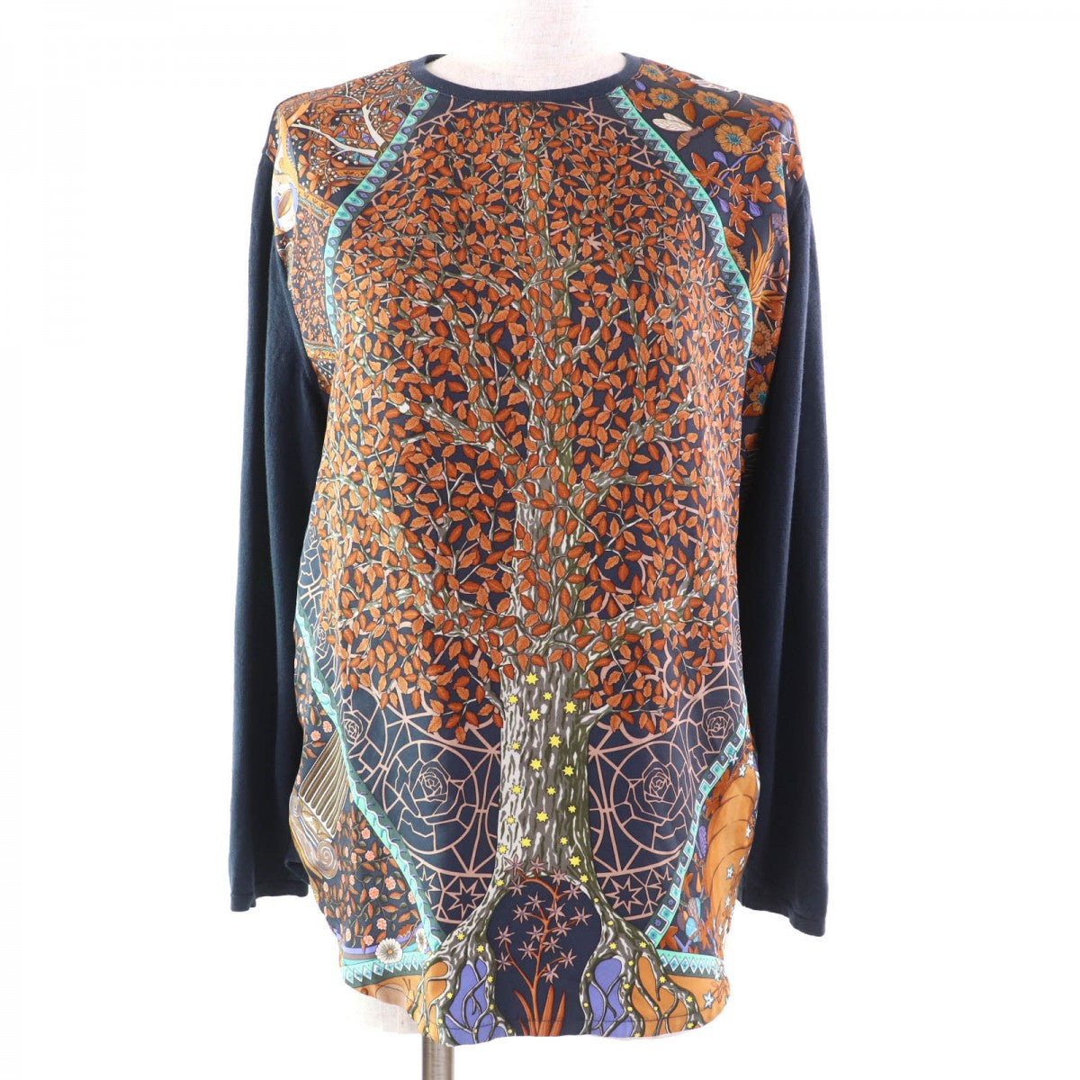 HERMES knit silk Navy multi L