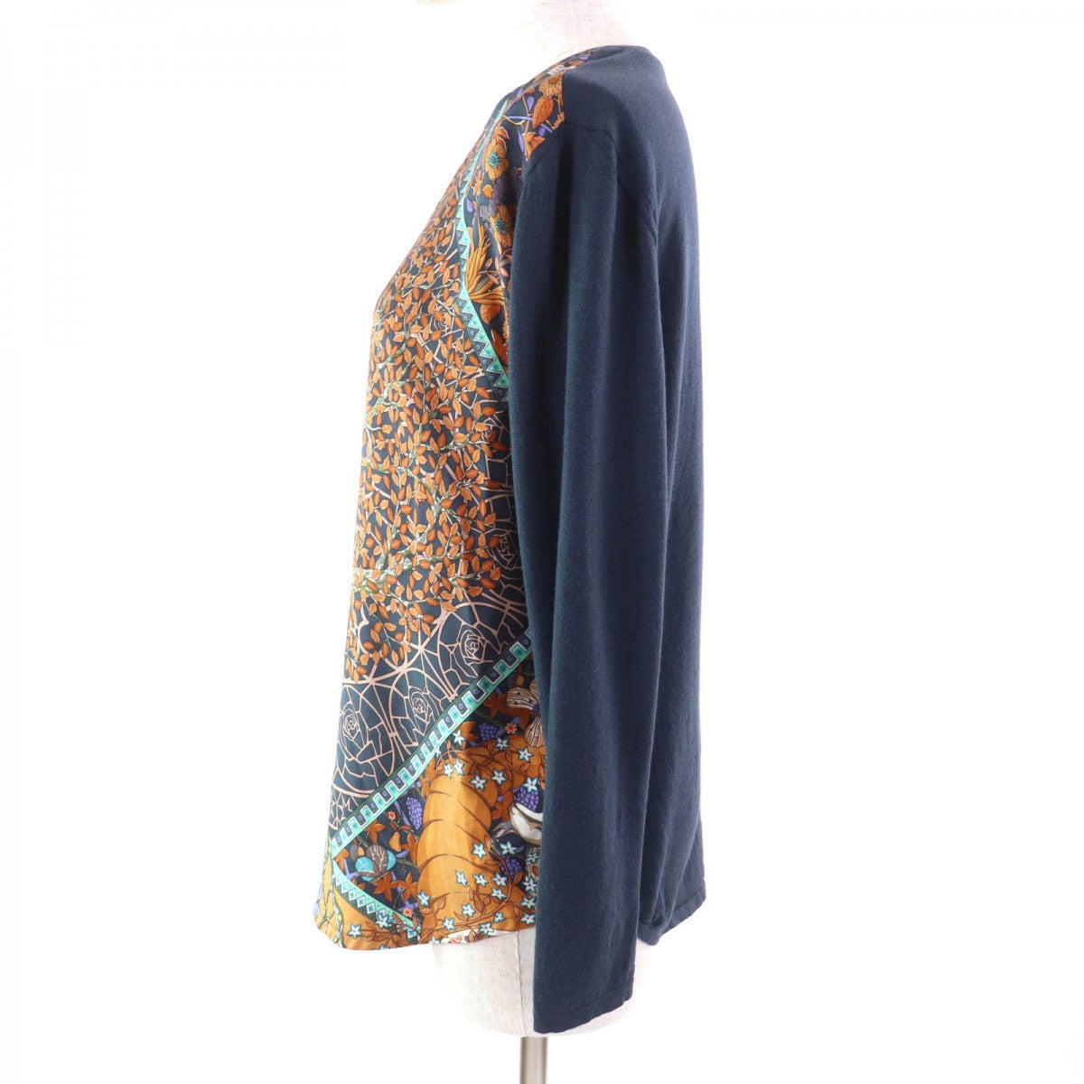 HERMES knit silk Navy multi L