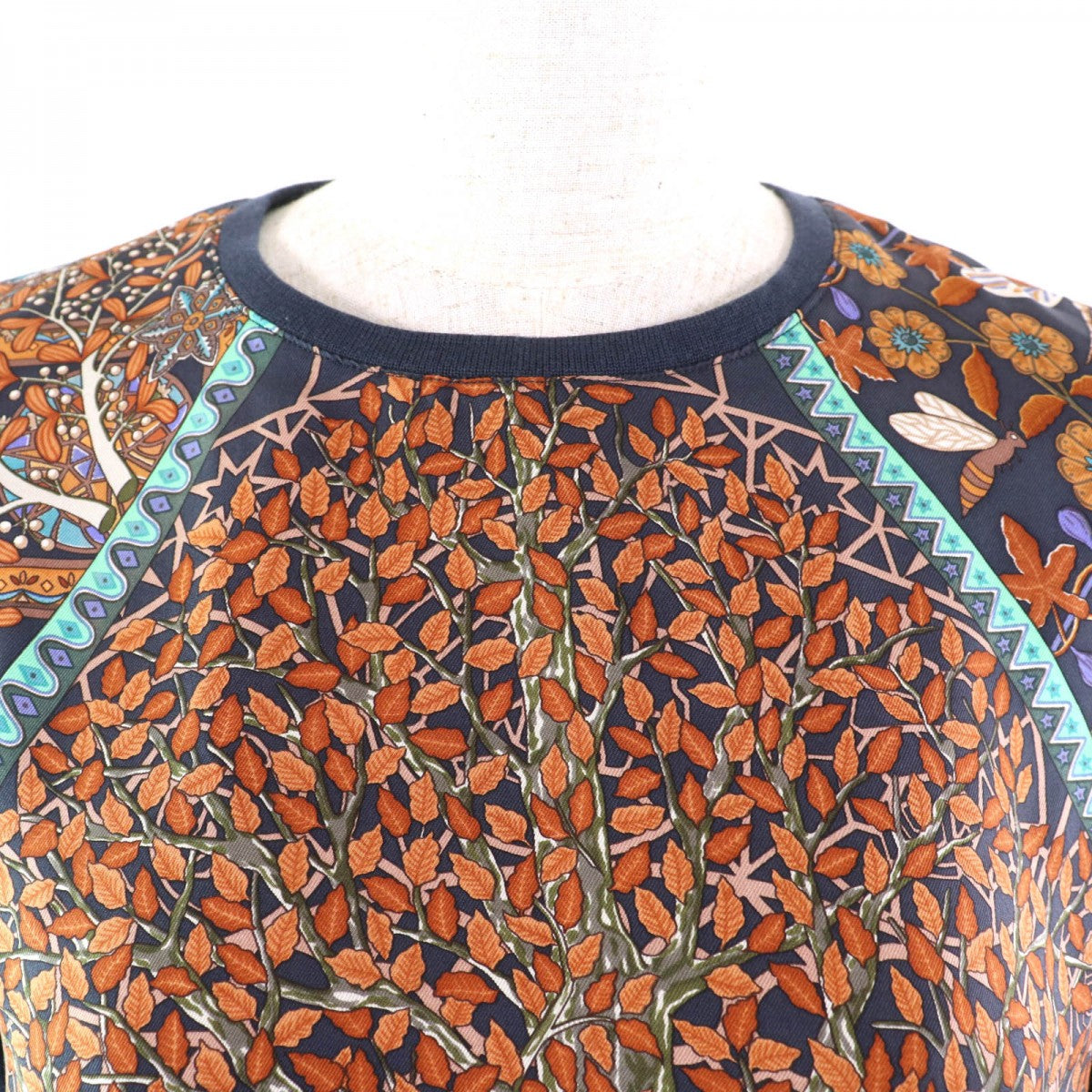 HERMES knit silk Navy multi L