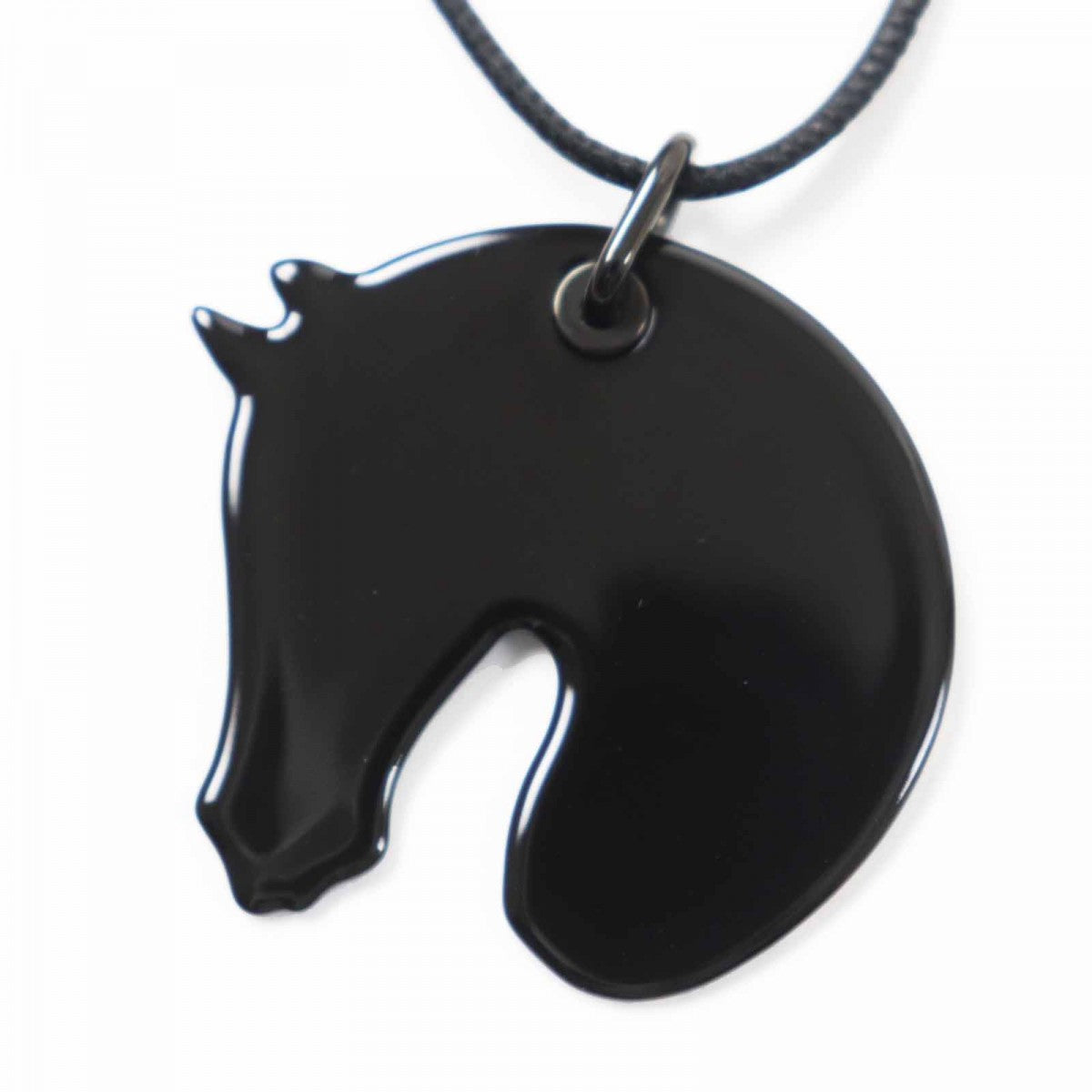 HERMES Necklace Main: Gold Plated, Main: Enamel Blue beige Tattersall PM Buckle Workshop Women