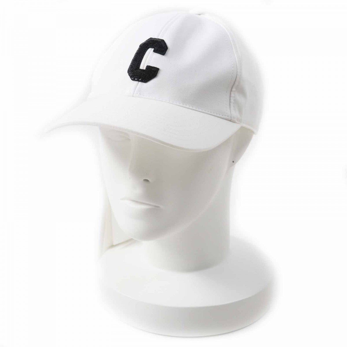 CELINE cap 2AUN1969P Main: 100% cotton, Lining: 100% cotton White black Initial Sequin Baseball Cap Women L