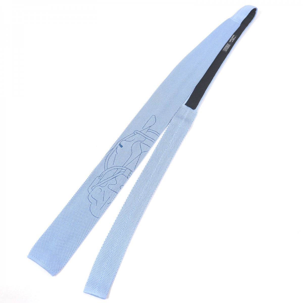 HERMES tie Main: 100% silk Light blue Tte  tte equestre mens