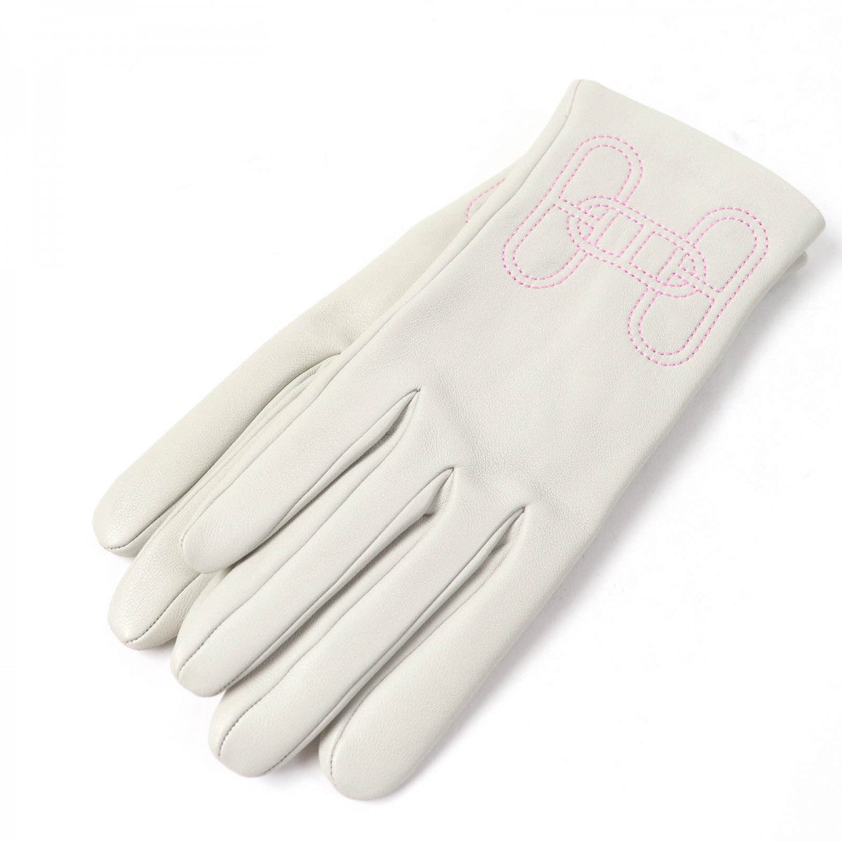 HERMES gloves Main: Lamb leather, Lining: 100% silk Light gray Women 6.5