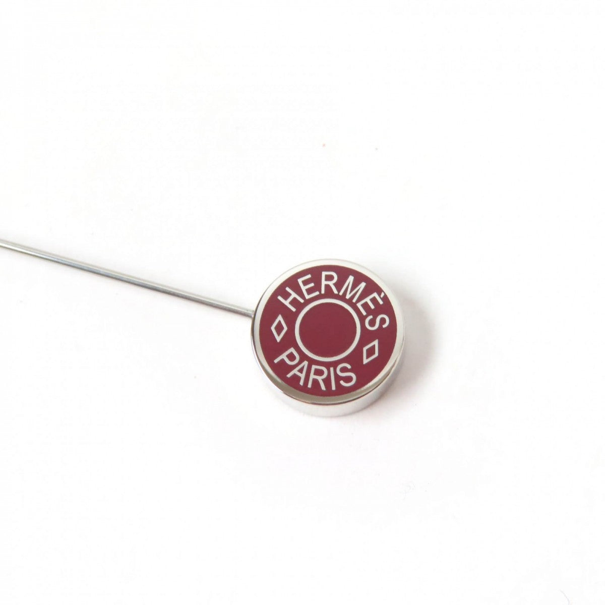 HERMES Brooch GD0198 Palladium, Lacquer Brown Hatpin Women