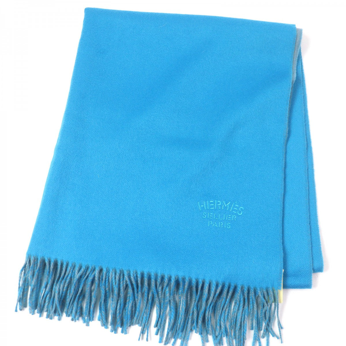 HERMES Scarf Main: 100% cashmere Turquoise Ardoise mens