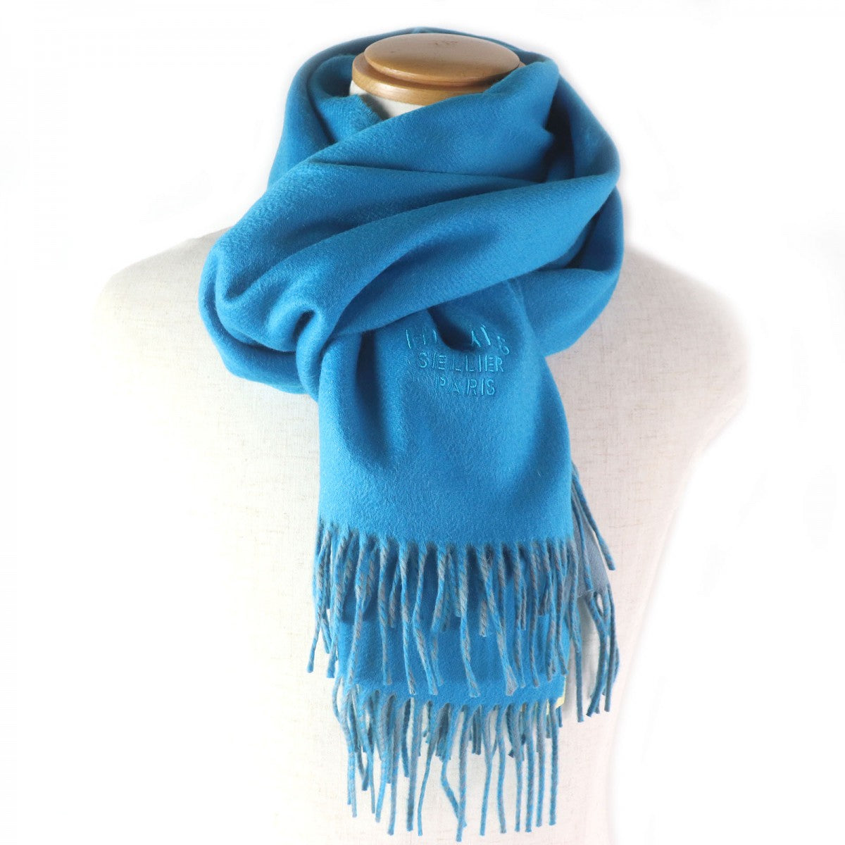 HERMES Scarf Main: 100% cashmere Turquoise Ardoise mens