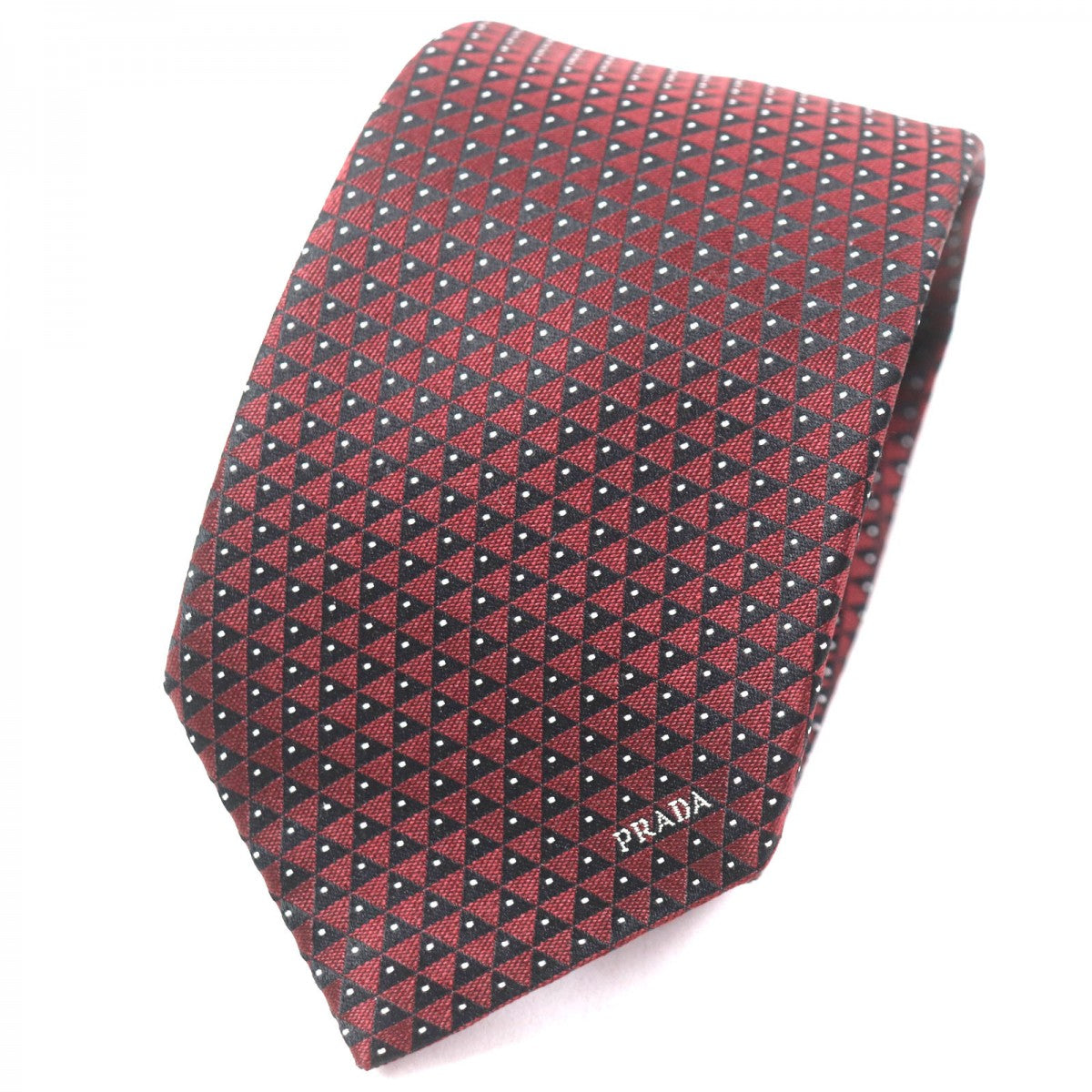 PRADA tie UCR77 Main: 100% silk Bordeaux Black mens