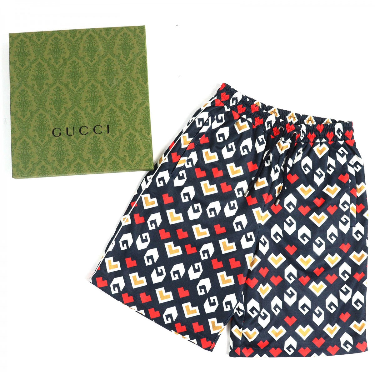 GUCCI Shorts 752639 Main: 55% polyester, Main: 45% cotton, Part: 100% polyester, Lining: 100% polyester, Lining: 100% cotton Navy white red mens XS