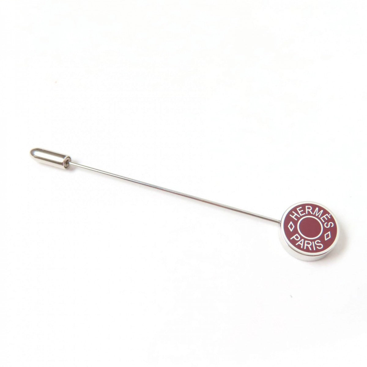 HERMES Brooch GD1108 Palladium, Lacquer Brown Hatpin Women