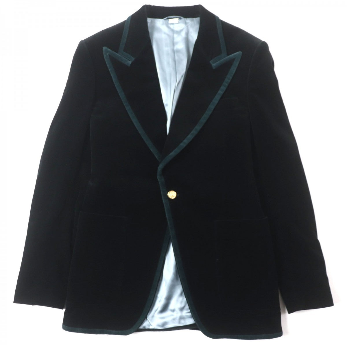 GUCCI tailored jacket 549369 Outer: 72% cotton, Outer: 26% rayon, Outer: 2% polyurethane, Lining: 68% rayon, Lining: 32% silk Black type Green mens 48