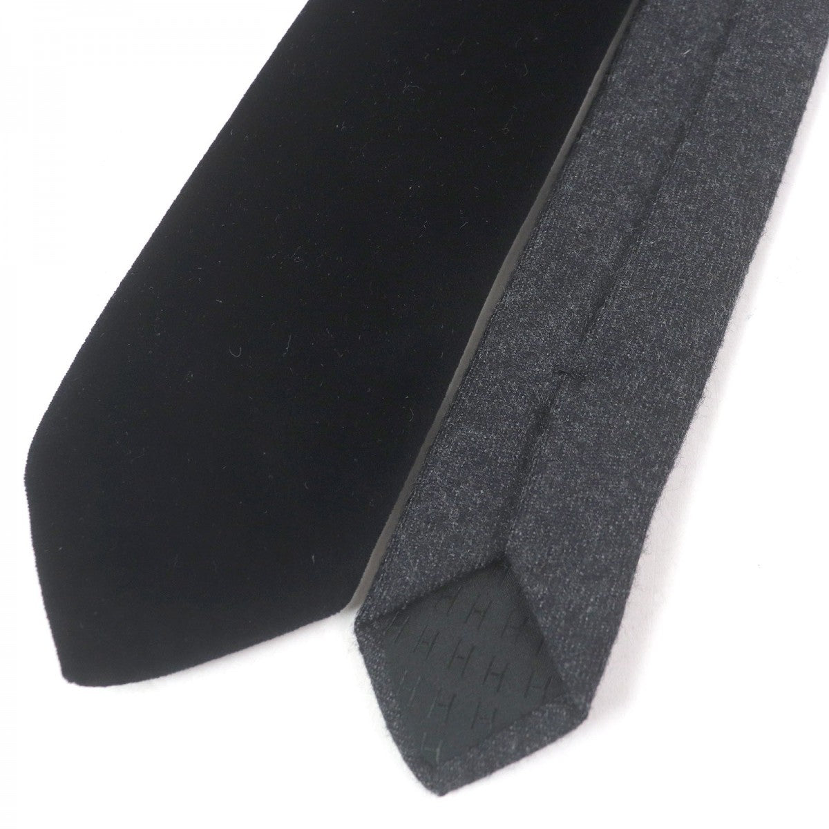 HERMES tie Main: 100% wool, Main: 100% silk, Main: 100% cotton black mens