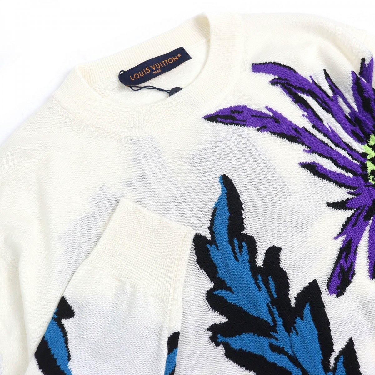 LOUIS VUITTON knit Main: 100% wool Ivory Purple Blue Black mens S