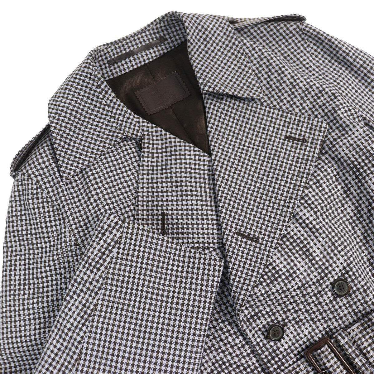 PRADA trench coat Outer: 58% polyester, Outer: 42% wool, Filling: 1000% polyester Blue gray brown mens M