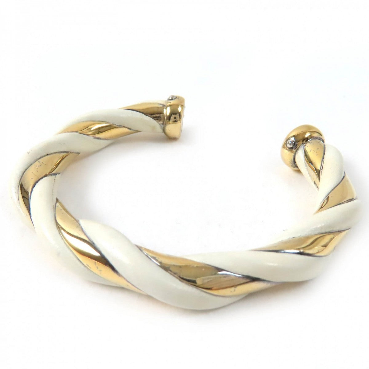 HERMES Bangle Main: SV925, Main: Leather Ivory Gold Women