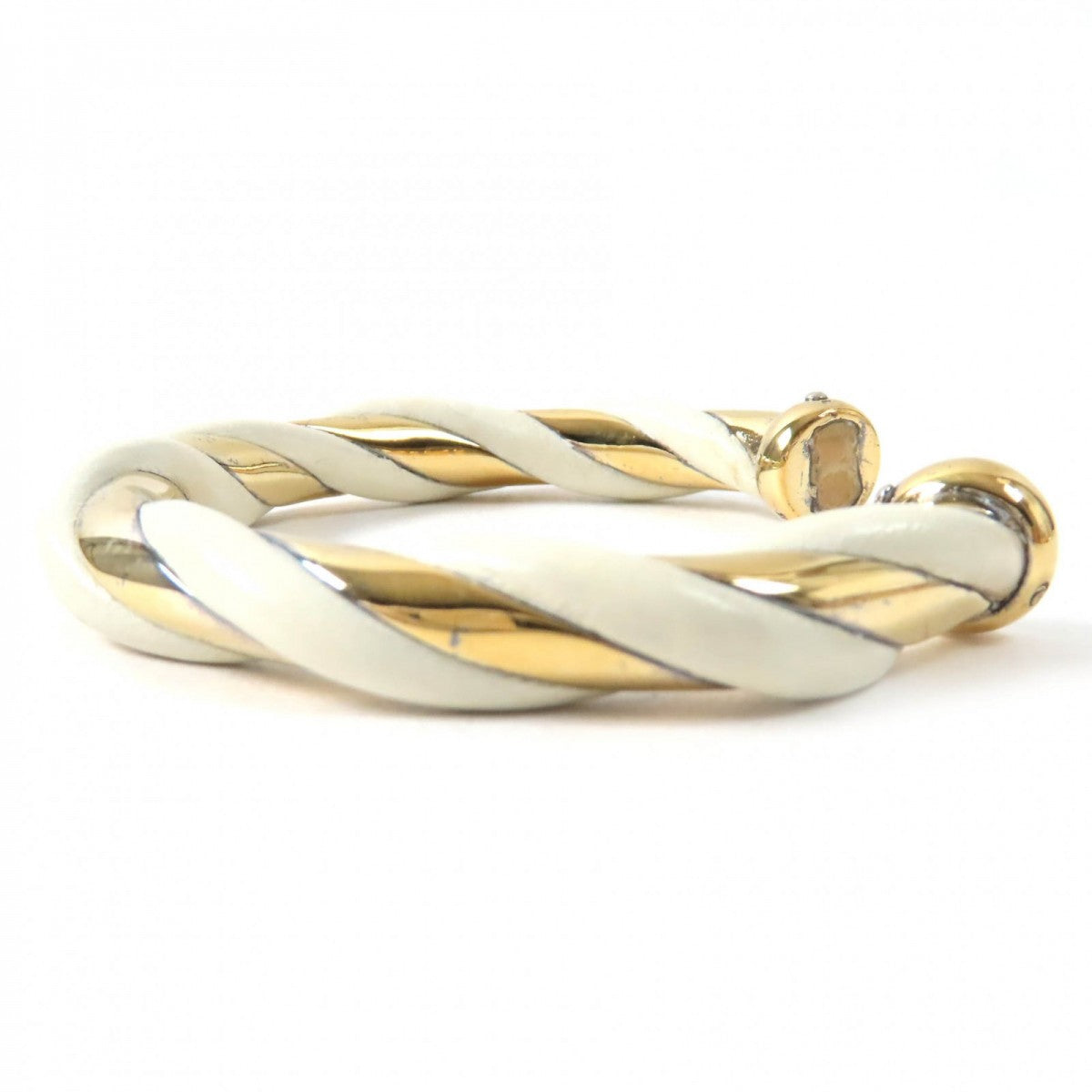 HERMES Bangle Main: SV925, Main: Leather Ivory Gold Women