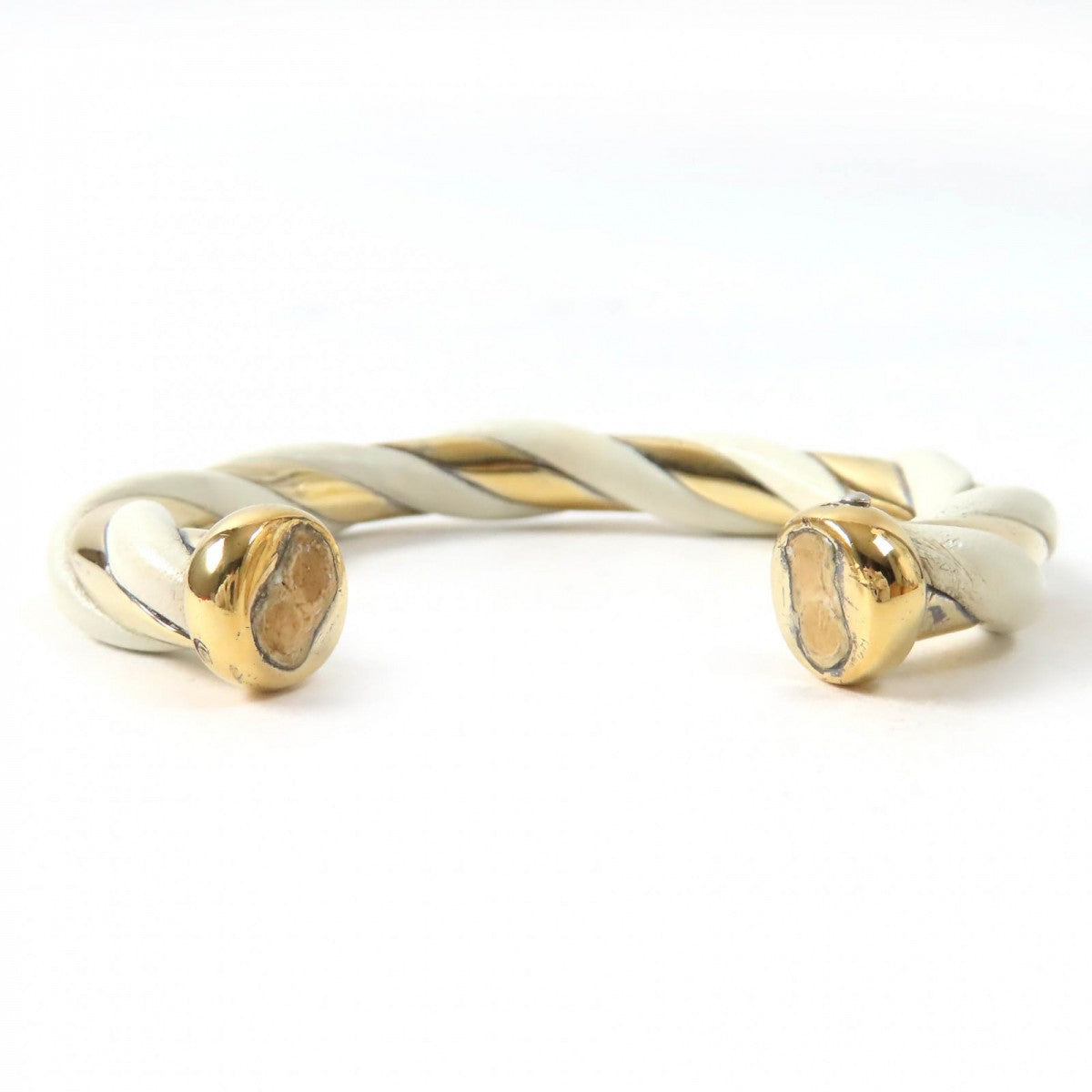 HERMES Bangle Main: SV925, Main: Leather Ivory Gold Women