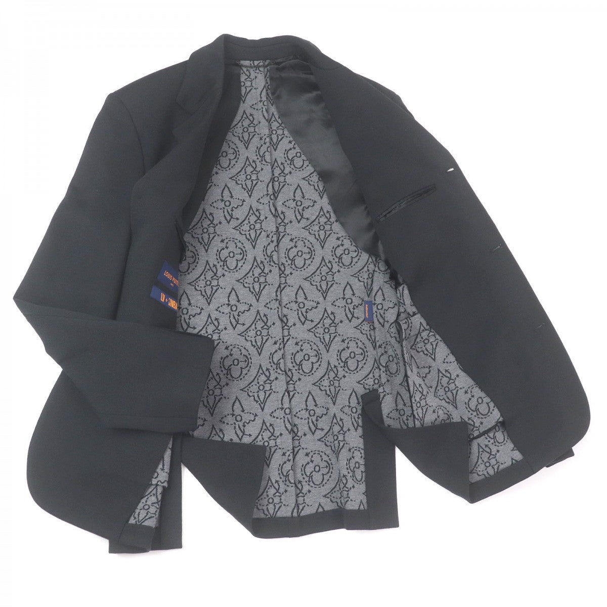 LOUIS VUITTON tailored jacket Outer: 59% wool, Outer: 37% cotton, Outer: 4% polyamide (nylon), Lining: 74% cupra, Lining: 26% cotton black mens 44