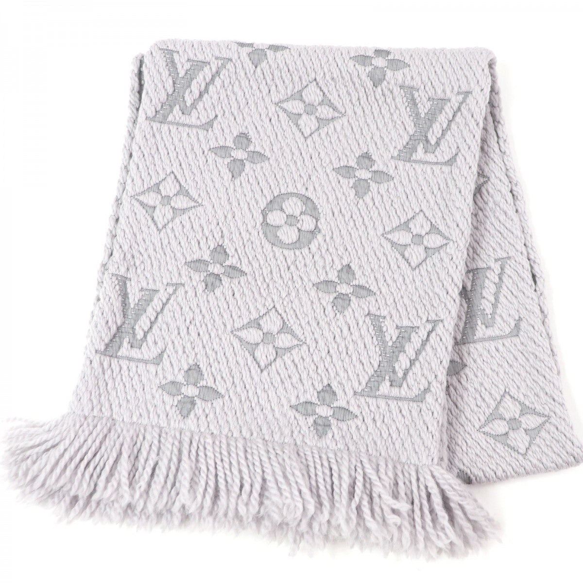 LOUIS VUITTON Scarf M74742 Main: 94% wool, Main: 6% silk Light gray Esharp Logomania mens(Unisex)
