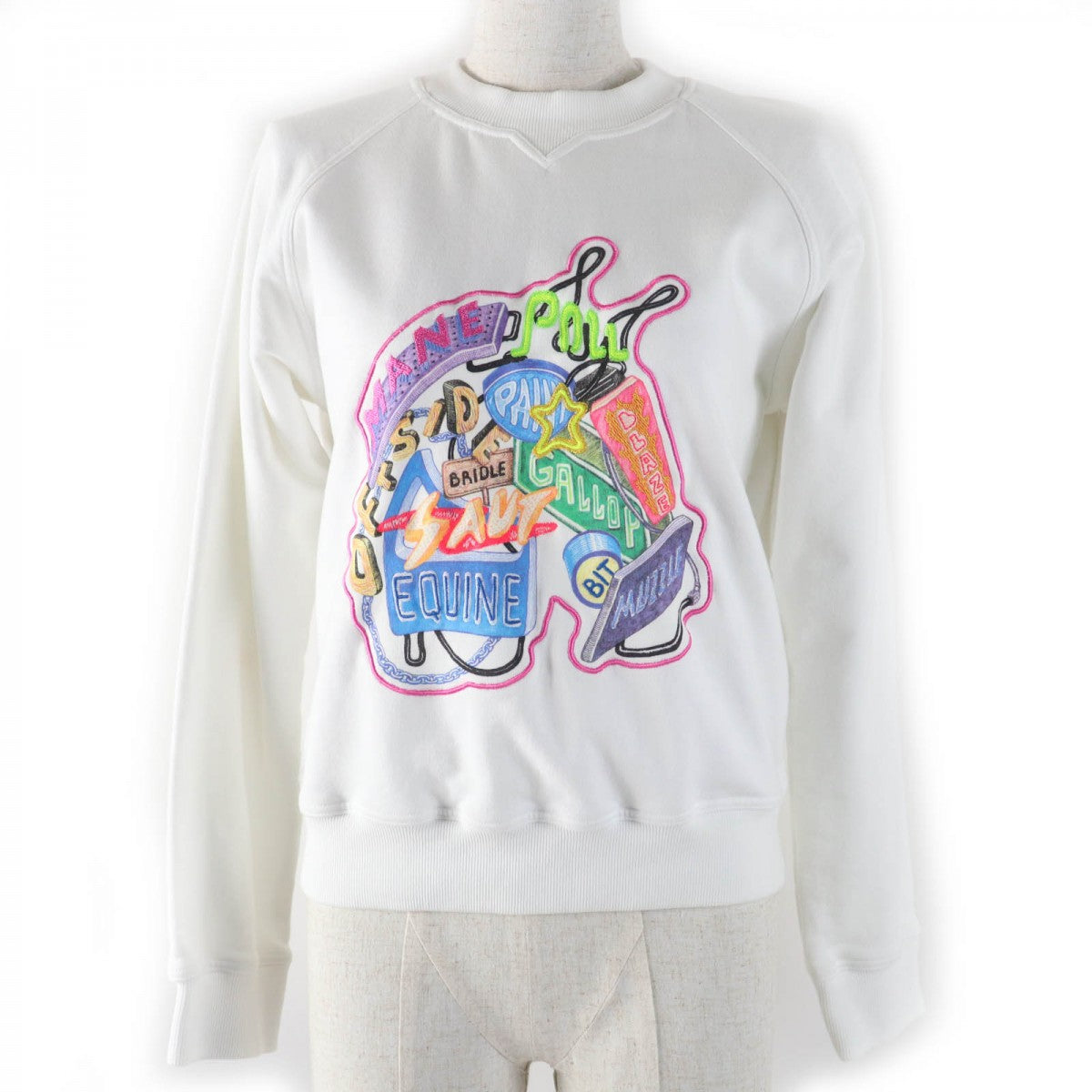 HERMES sweat 3E4626DA Main: 100% cotton, Part: 96% cotton, Part: 4% polyurethane, Part: 100% polyester white Chevaloscope Women 34
