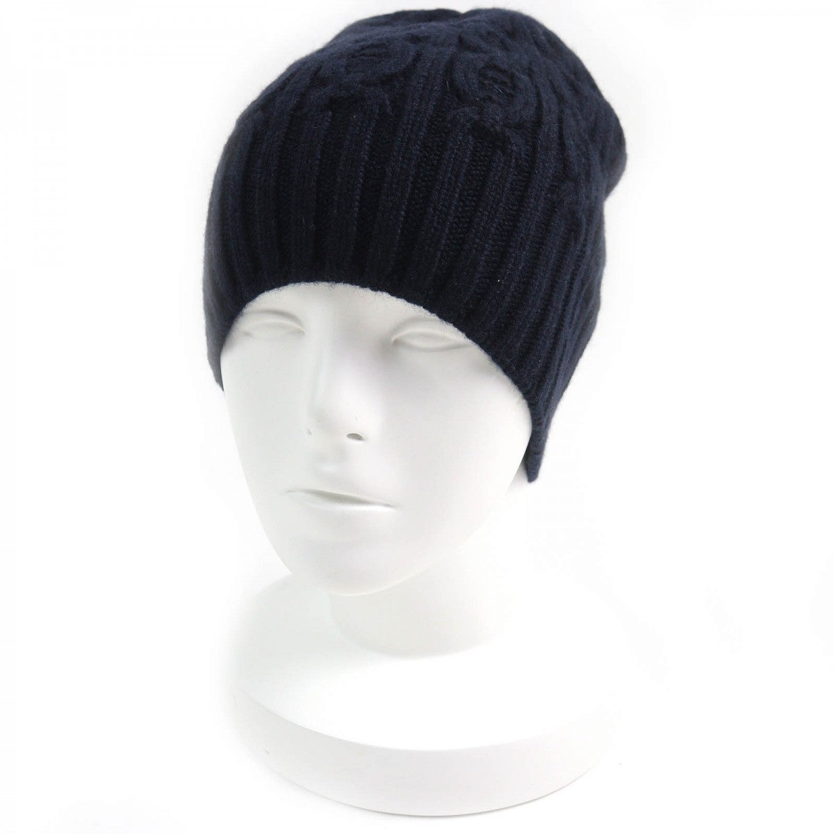 HERMES Knit cap Main: 100% cashmere Navy mens