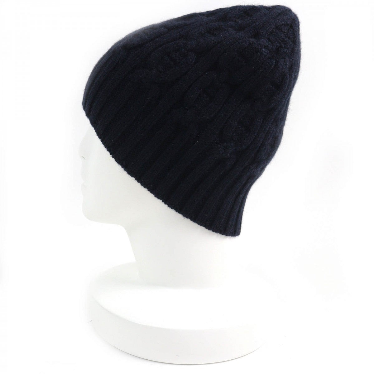 HERMES Knit cap Main: 100% cashmere Navy mens