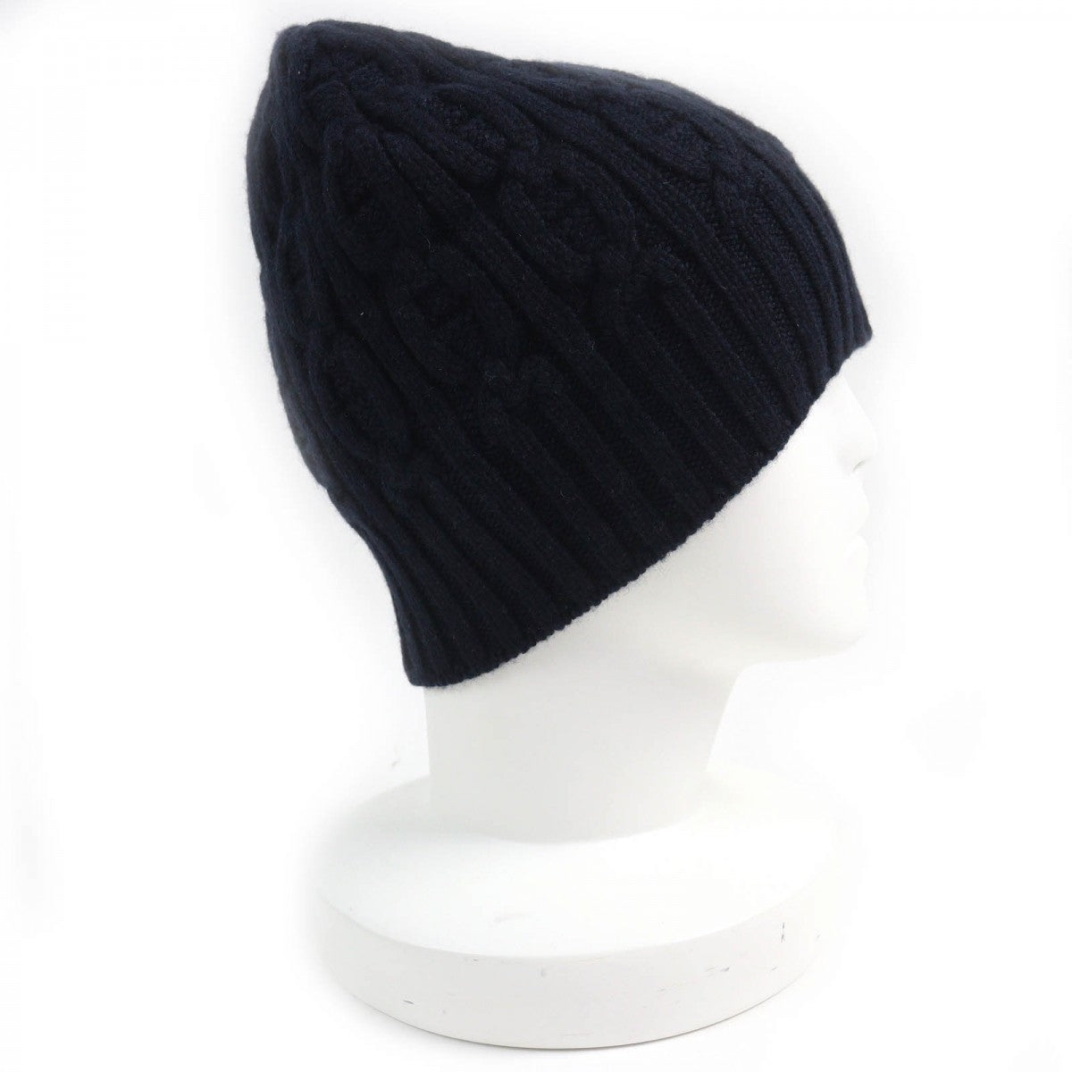 HERMES Knit cap Main: 100% cashmere Navy mens
