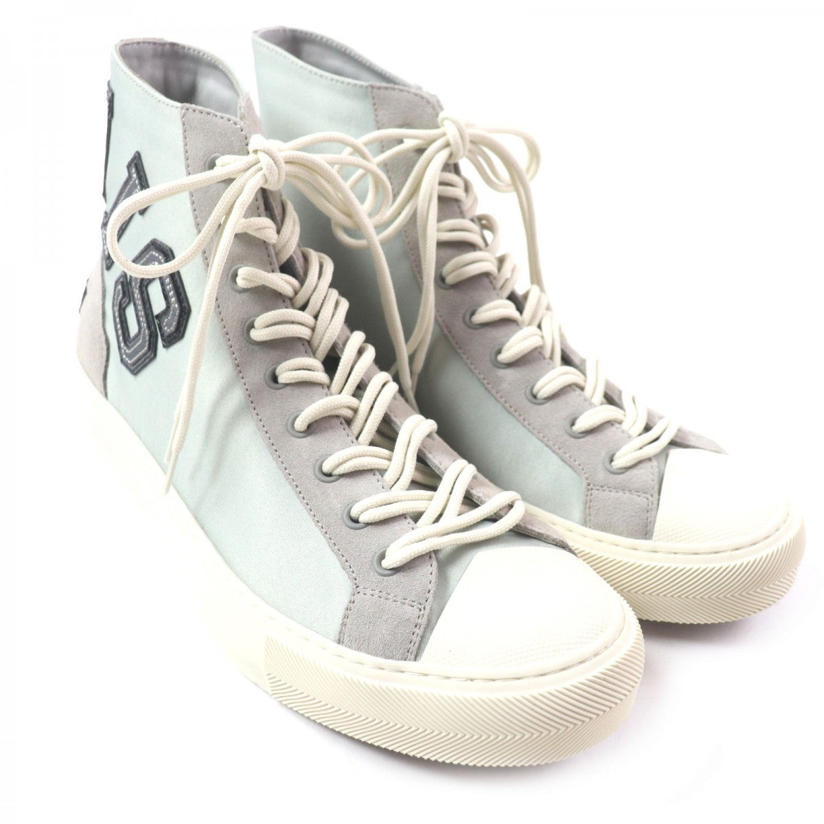 LOUIS VUITTON High cut sneakers Main: Satin, Main: Suede leather Gray Green type Tattoo line mens 7