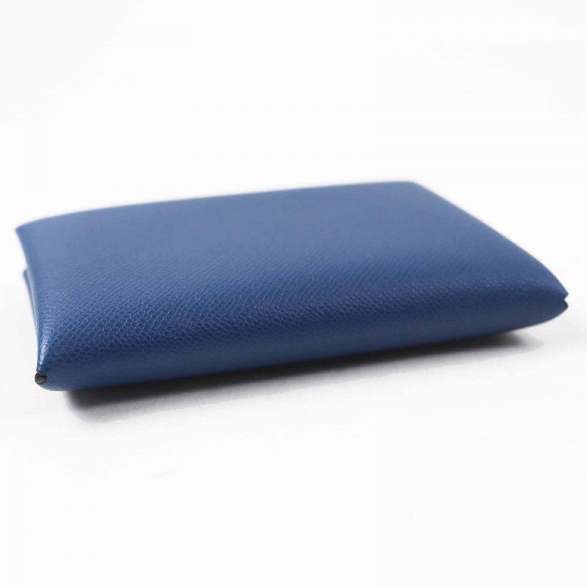 HERMES Card Case Main: Madame Veau deep blue Calvi Women