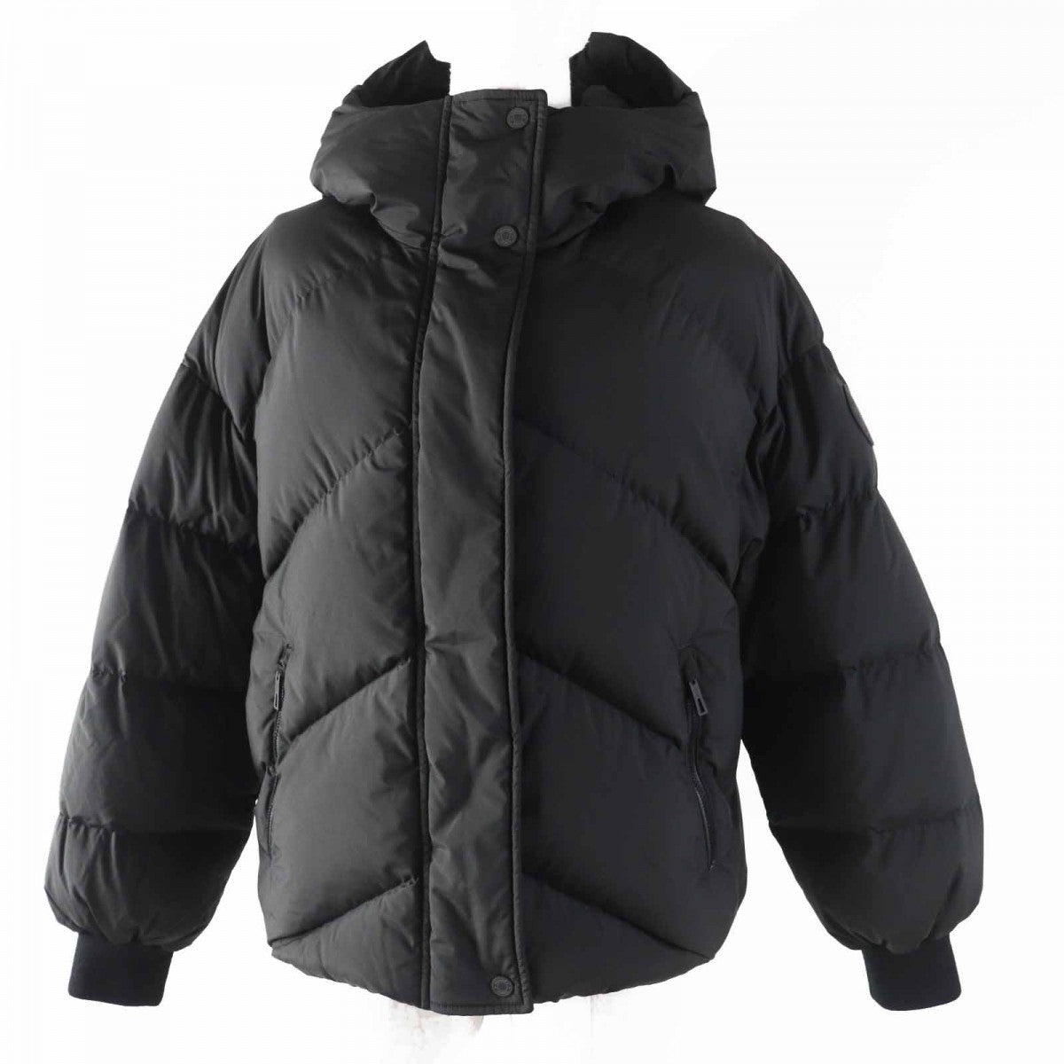 HERMES Down jacket 4H0178DR Main: 100% polyester, Lining: 100% polyester, Filling: 90% down, Filling: 10% feather, Part: 92% wool black Women 34