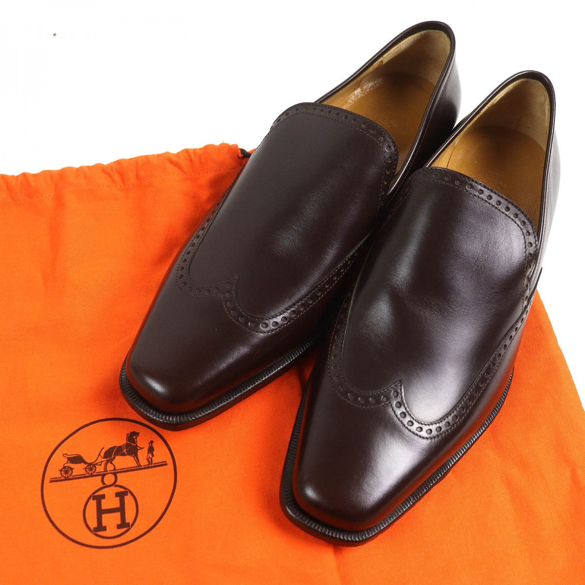 HERMES loafers Main: Leather Dark brown mens 40.5